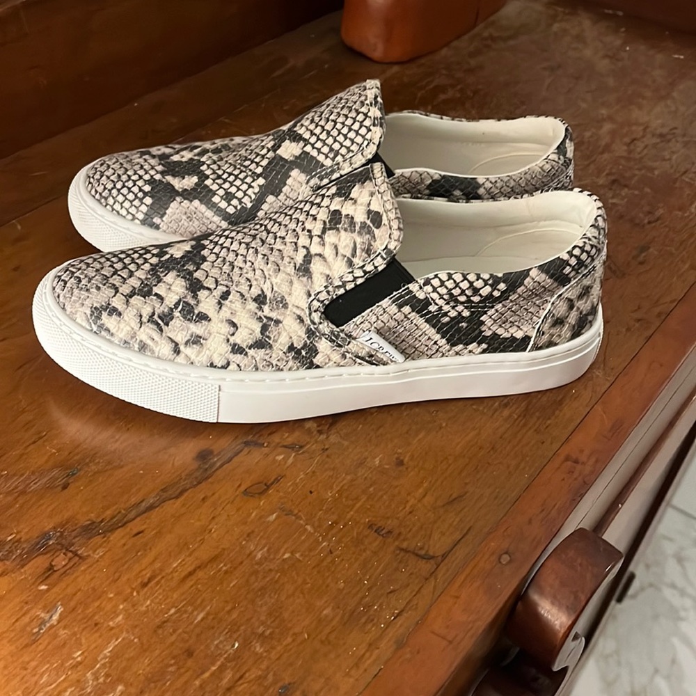 Jcrew snakeskin print slip ons
